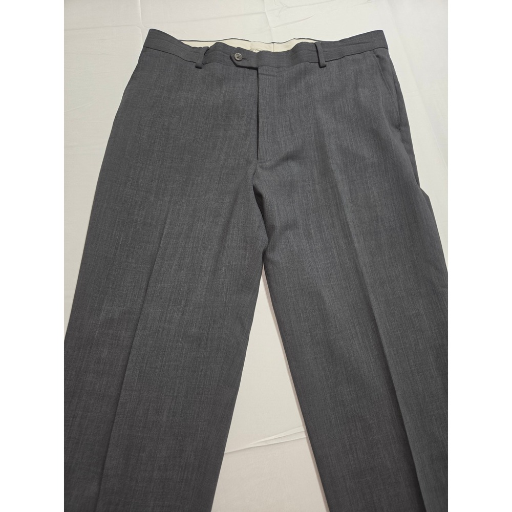 Pronto Uomo Mens 37x30 Dress Pants Gray 100% Wool Flat Front Straight Leg Pant